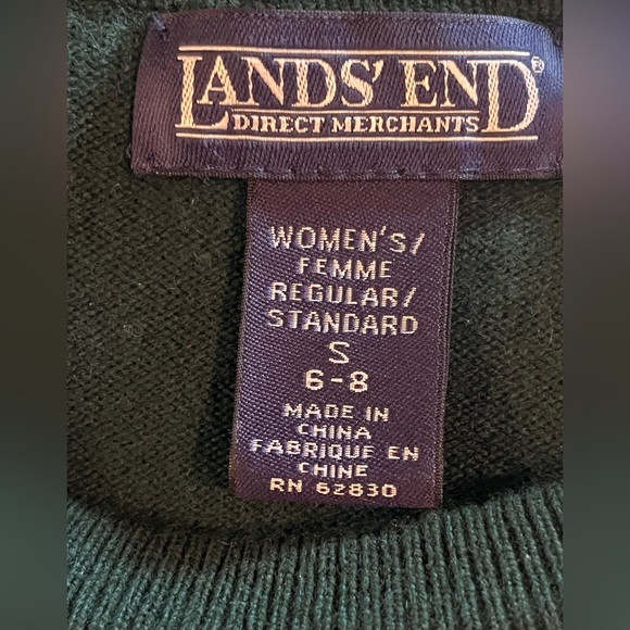 Lands' End Women’s 100% cashmere Forest Green Crewneck Sweater - Picture 2 of 4